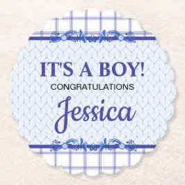 It's A Boy Elegant Blue Baby Shower Untersetzer