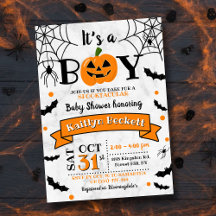 "It's a Boy" Kürbiskreifer Halloween-Kinderdusche