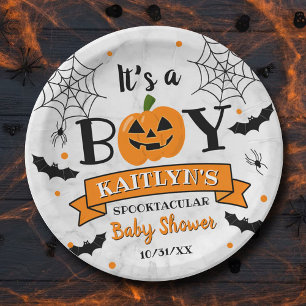 "It's a Boy" Kürbiskreifer Halloween-Kinderdusche Pappteller