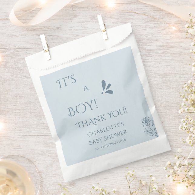 It's A Boy! Minimalism Pastel Blue Baby Shower Geschenktütchen (Ausgeschnitten)