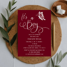 It's A Boy Modern Minimal Butterfly Baby Shower