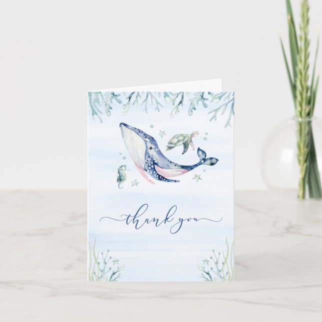 It's a Boy Under the Sea Baby Shower Dankeskarte (Vorderseite)