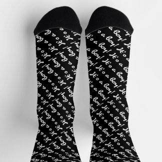 It's a Boy! White Script Baby Gender Reveal Socken