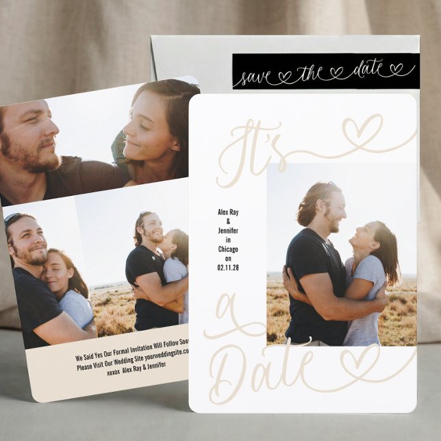 It's A Date | 4 Photo | Calligraphy Wedding Save The Date (Von Creator hochgeladen)