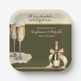 It's a Double Celebration Green Champagne Birthday Pappteller