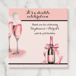 It's a Double Celebration Pink Champagne Birthday Geschenkanhänger