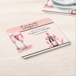 It's a Double Celebration Pink Champagne Birthday Rechteckiger Pappuntersetzer