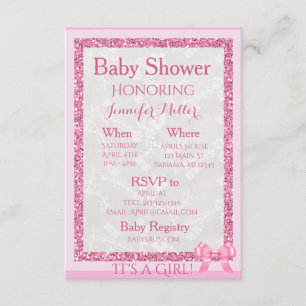 "It's a Girl" Adorable Pink Baby Dusche Einladung