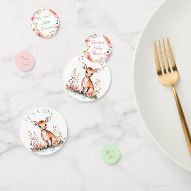 It's a Girl Baby Deer Themed Baby Shower Konfetti (Gruppe)