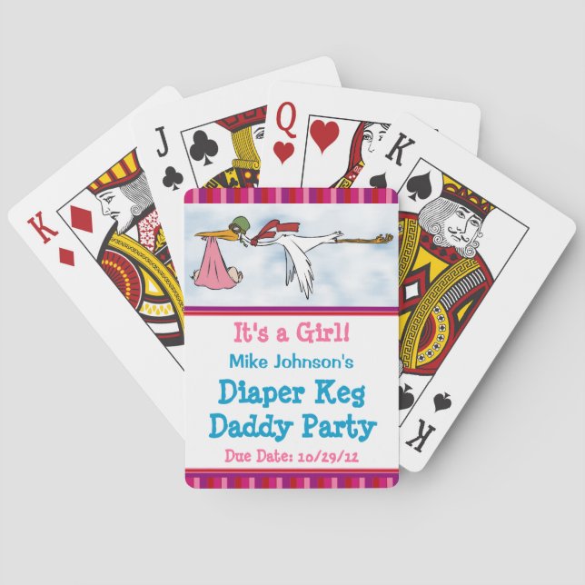 It's a Girl Diaper Keg Personalized Playing Cards Spielkarten (Rückseite)