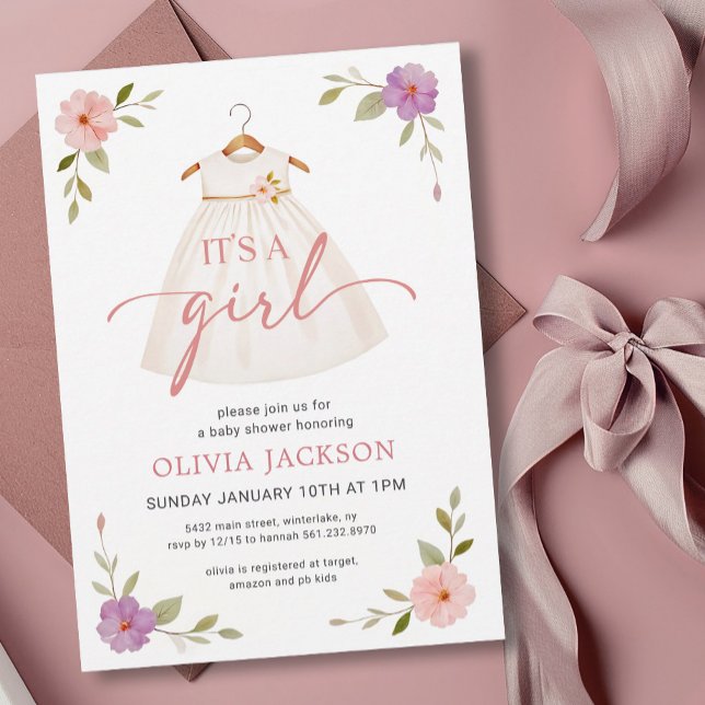 It's A Girl Dress Baby Shower Einladung (Von Creator hochgeladen)