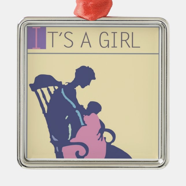 <It's a Girl> durch Steve-Bergmann Silbernes Ornament (Vorne)