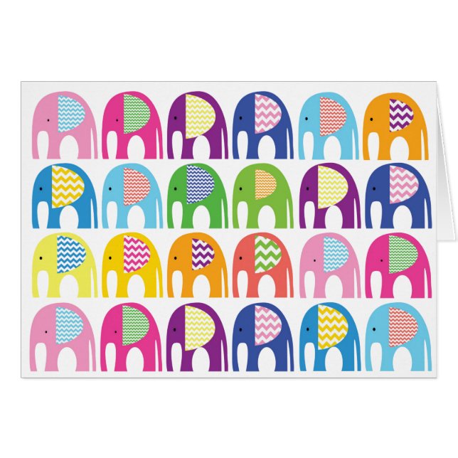 It's a Girl Greetings Card - Elephants (Vorderseite (Horizontal))