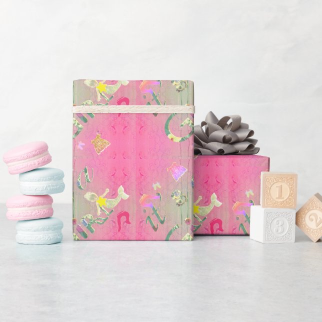 "It's a Girl" Handgezeichneter Illustration Schrif Geschenkpapier (Babyparty)