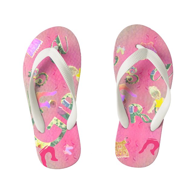 "It's a Girl" Illustration auf Pink Kinderbadesandalen (Fußbett)