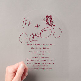 It's A Girl Modern Minimal Butterfly Baby Shower Acryleinladungen