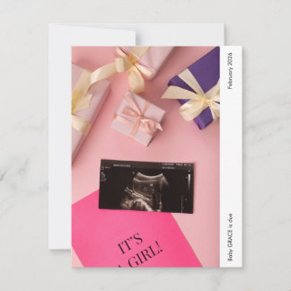 It's a Girl Photo Baby Announcement Card