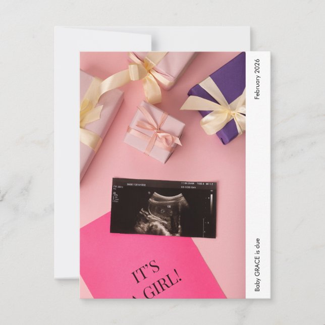 It's a Girl Photo Baby Announcement Card (Vorderseite)