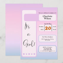It's A Girl! Purple Gradient Cute Baby Shower