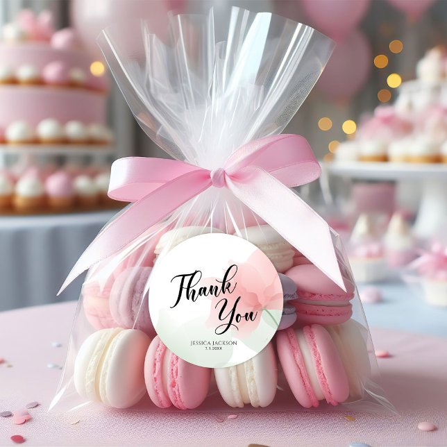 It's a Girl Soft Blush Pink Flowers Thank You Runder Aufkleber (Von Creator hochgeladen)