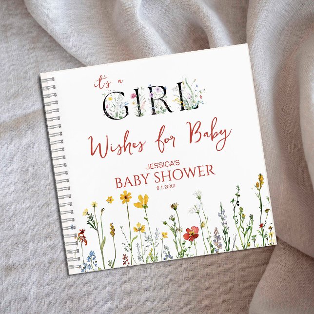 It's a Girl Spring Flowers Shower Wishes for Baby Notizbuch (Von Creator hochgeladen)