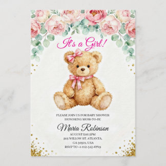 It's a Girl" Teddy Bear Invitation  Einladung
