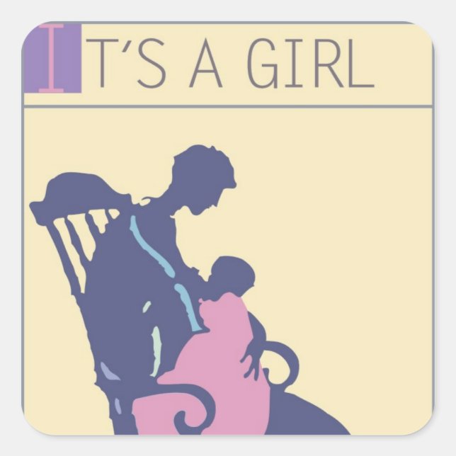 <It's a Girl>von Steve Collier Quadratischer Aufkleber (Vorderseite)