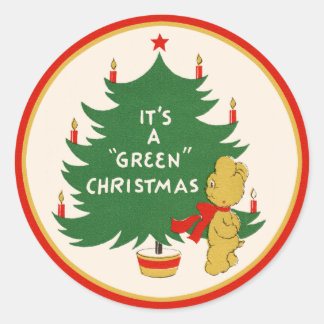 "It's a Green Christmas"-Aufkleber Runder Aufkleber