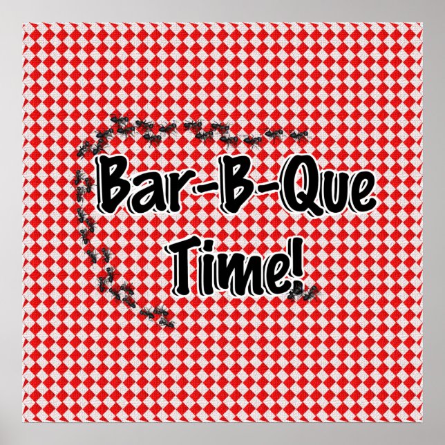 It's BBQ Time! Red Checkered Table Cloth w/Ants Poster (Vorne)