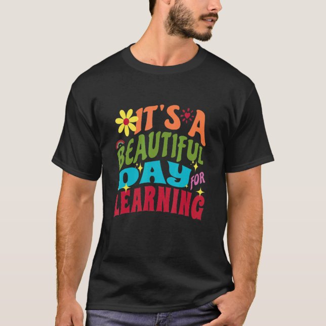 It's Beautiful Day For Learning Retro Teacher Stud T-Shirt (Vorderseite)