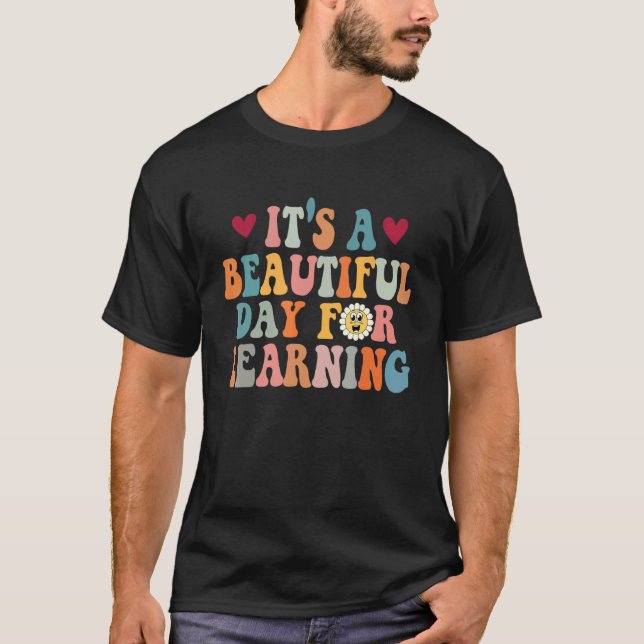 It's Beautiful Day For Learning Retro Teacher Stud T-Shirt (Vorderseite)