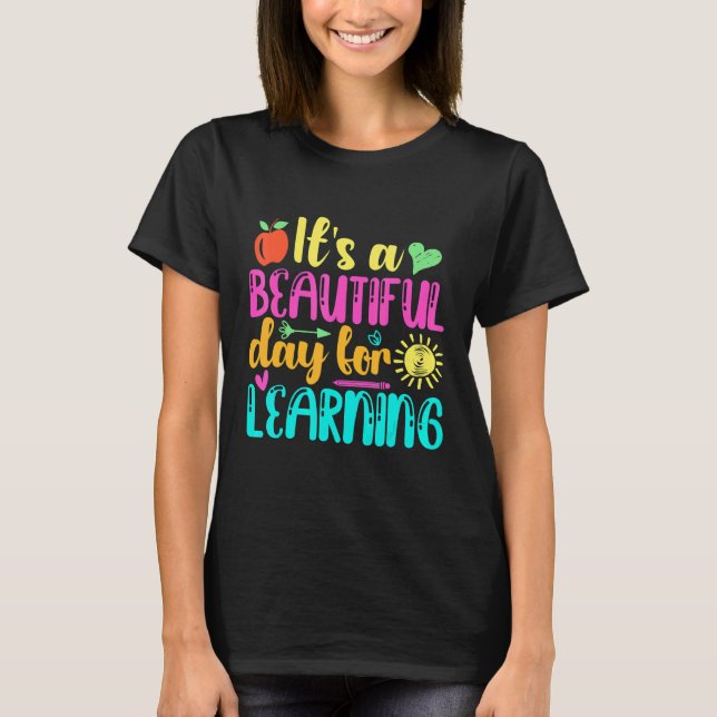 It's Beautiful Day For Learning Retro Teacher Stud T-Shirt (Vorderseite)