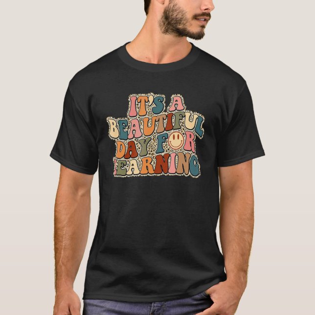 It's Beautiful Day For Learning Retro Teacher Stud T-Shirt (Vorderseite)