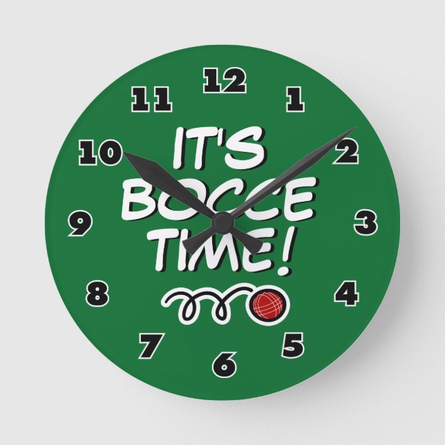 It's bocce time! funny wall clock with numbers runde wanduhr (Vorderseite)