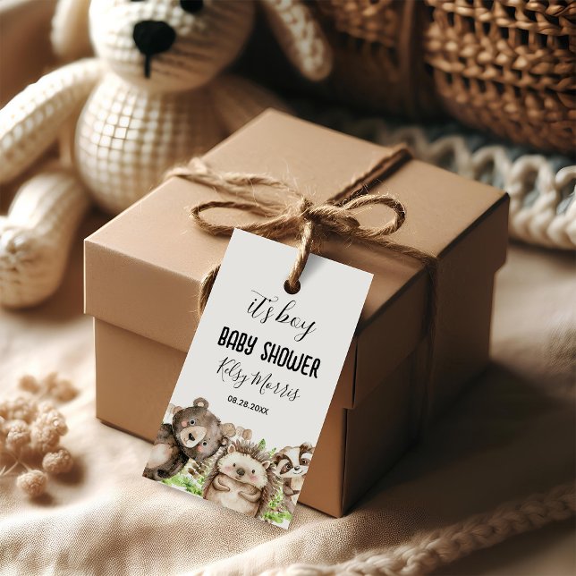 its boy Rustic Woodland Baby Shower Invite Geschenkanhänger (Von Creator hochgeladen)