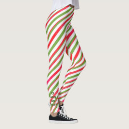 "It's Candy Cane Season" Grüne und rote Streifen Leggings