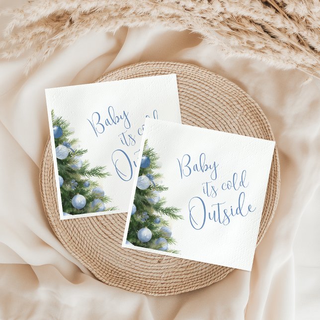 It's Cold Outside Blue Bow Winter Baby Shower Serviette (Von Creator hochgeladen)