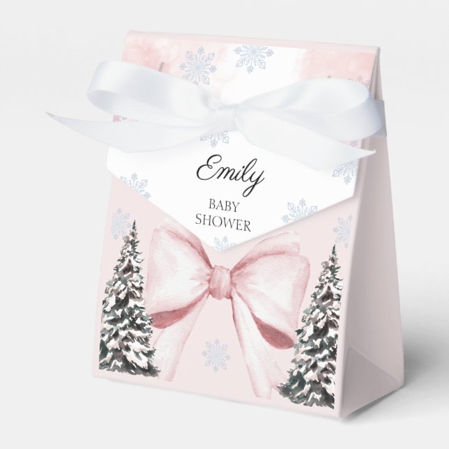 It's Cold Outside Pink Bow Baby Shower  Geschenkschachtel (Vorderseite)
