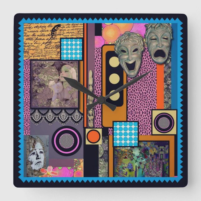 It's Drama Time Wall Clock Quadratische Wanduhr (Vorderseite)