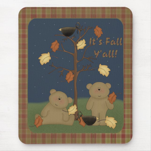 "It's Fall Y'all" Autumn Teddy Bear Mousepad 2 (Vorne)