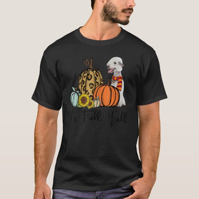 It's Fall Y'all Bedlington Terrier Leopard Pumpkin T-Shirt (Vorderseite)