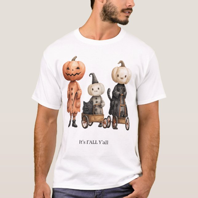 It's FALL Y'all Creepy Pumpkin Family T-Shirt (Vorderseite)