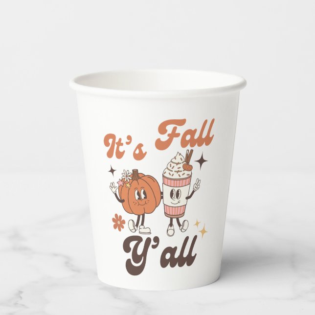 It's Fall Y'all – Cute Pumpkin & PSL Fall Party Pappbecher (Rückseite)