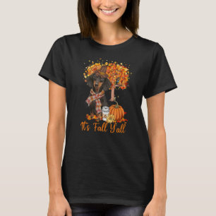 It's Fall Y'all Maple Dachshund Dog Leaf Fall Autu T-Shirt