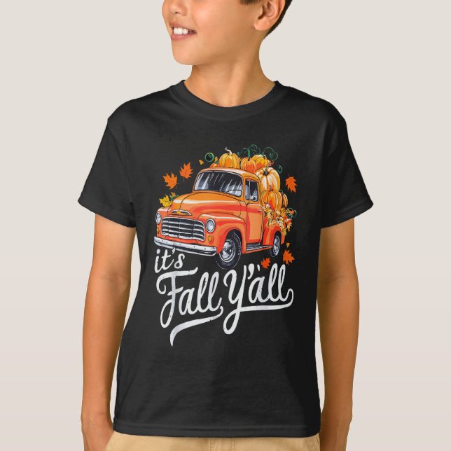 It's Fall Y'all Pumpkin Truck Autumn Tree Hello Fa T-Shirt (Vorderseite)