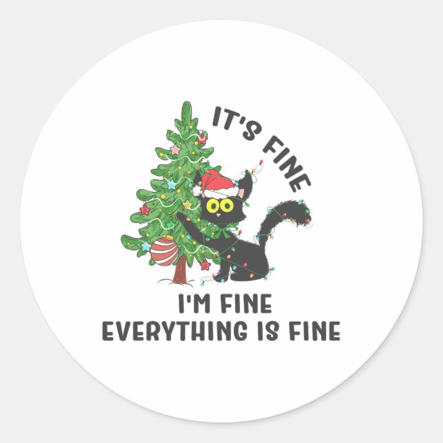 It's Fine Im Fine Everything Is Fine Elf Xmas Matc Runder Aufkleber (Vorderseite)