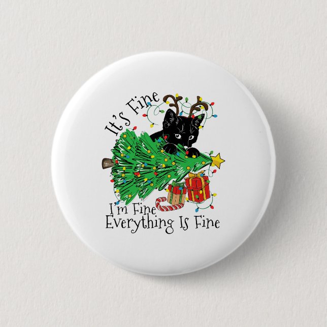 It's Fine I'm Fine Everything Is Fine Fun Christma Button (Vorderseite)