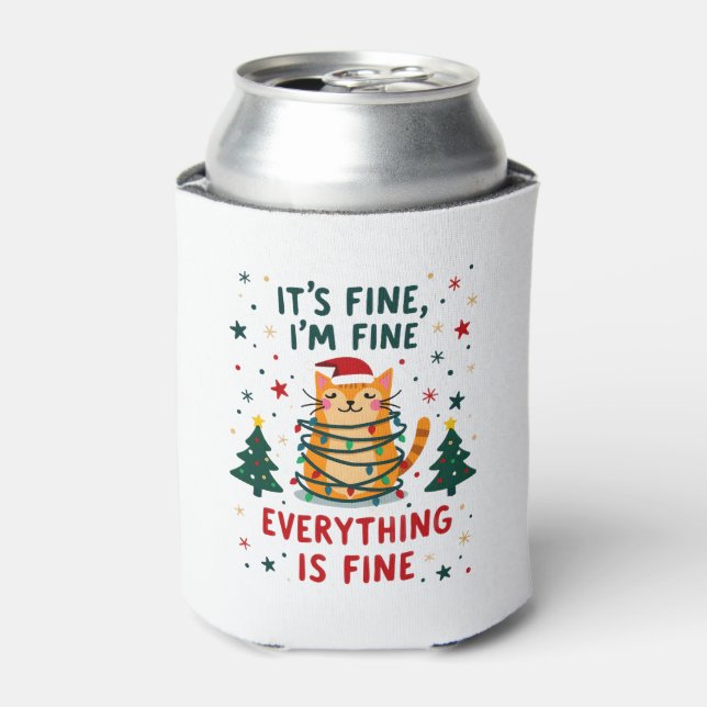 It's Fine I'm Fine Everything Is Fine Xmas Cat Chr Dosenkühler (Kanne Vorderseite)
