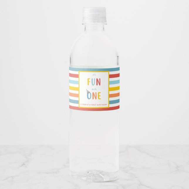 It's Fun To Be One Birthday Party Bottle Label (Vorderseite)