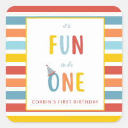 It's Fun To Be One Colorful Birthday Party Sticker